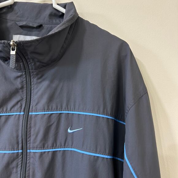 Nike Vtg Mens Sz XXL Gray & Blue Full Zip Windbreaker Jacket Gray Tag Logo - Picture 2 of 7
